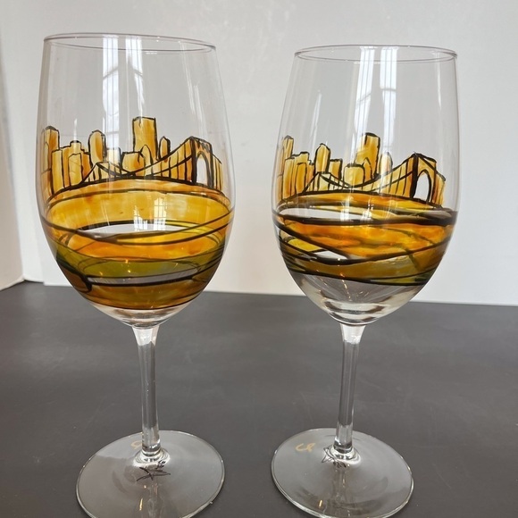 Amanda Lee Hand-Painted Wine Glasses. Set of 2 - Picture 8 of 8